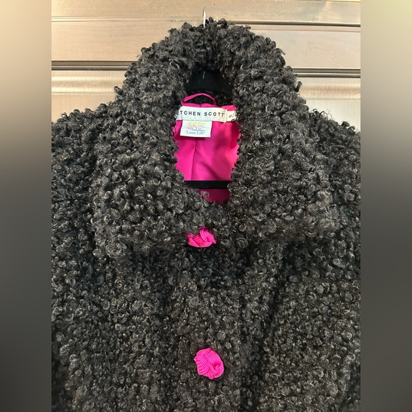 Gretchen Scott Curly Faux Lambswool Jacket in Black and Pink, Size S - Picture 4 of 8
